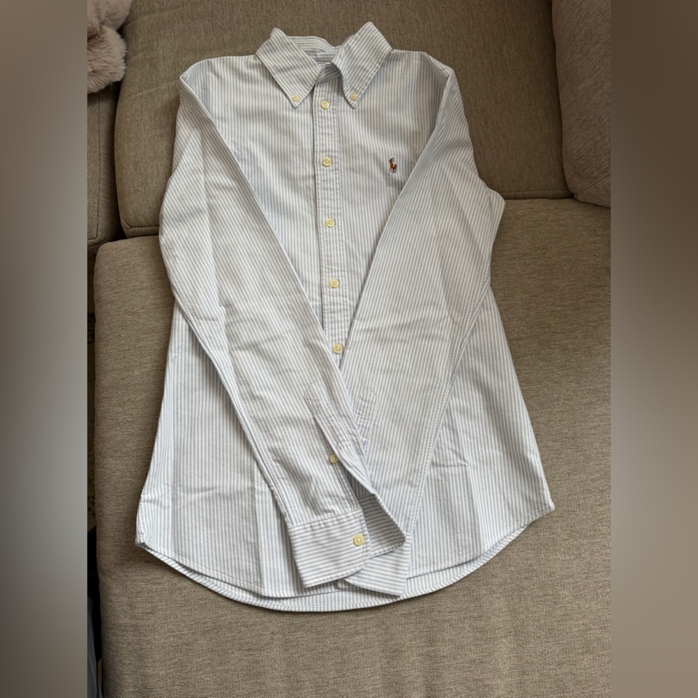 Ralph Lauren Light Blue Striped Button Down Shirt